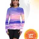 TOIUUI Women Rash Guard Long Sleeve UPF 50+ UV Protection Quick Dry Water and Cooling Sun Swim Shirts QYY24025 Purple Ocean XL (XL)