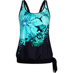 Arolina Plus Size Tankini Tops for Women with Bulit in Bra Modest Blouson Swimwear Swim Top 2026 Blue Flowers (18W)