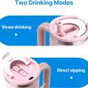 40 oz Tumbler Flip Straw Lid Replacement for Stanley Quencher, 2PCS Spill Proof Tumbler 40oz Replacement Lid for Stanley Cup(Pink 2 Pack)