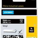 DYMO Industrial Vinyl Labels, 3/8", White on Black