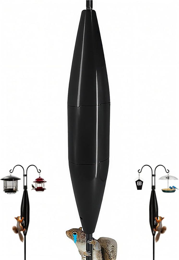 Squirrel Baffle for Bird Feeder Pole, Squirrel Proof Bird Feeder Protection | Easy Installation, Weatherproof Plastic, Fits Yards & Farms, Stops Squirrels & RaccoonsBalck