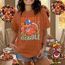 Thanksgiving Shirt for Women Gobble Gobble T-Shirts Funny Turkey Graphic Tee Turkey Day Thanksgiving Tee Top (XXL)