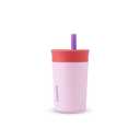 Owala Kids Insulation Stainless Steel Tumbler with Spill Resistant Flexible Straw, Easy to Clean, Kids Water Bottle, Great for Travel, Dishwasher Safe, 12 Oz, Pink and Purple (Lilac Rocket)