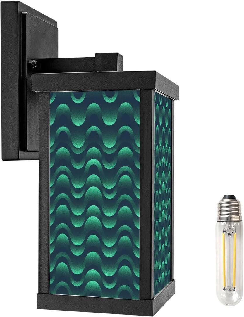 Outdoor Wall Lights Circles Seamless Trend Aquamarine Colour Abstract Half Tone Art for Black Patio Light Fixture Waterproof Wall Sconce Lamp For Patio Deals Front Porch Decor Backyard Garage (Multi 3)