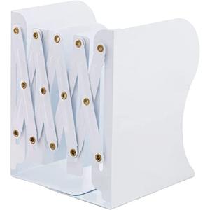 Zyners Adjustable Metal Bookends Heavy Duty for Shelves, 2 Dividers, Anti-Slip Design Expandable Book Ends for Desk, Office(White, 19 inches Max)