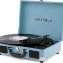 Victrola Journey II (2025 Model) Bluetooth Suitcase Record Player Built-in Stereo Speakers with Enhanced Bass, 3-Speed Turntable, Bluetooth Input and Output, RCA & Headphone Outputs (Blue)