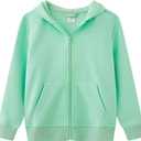 UMELOK Kids Full Zip-Up Hoodie Solid Sweatshirt for Boys and Girls (10, Mint Green)