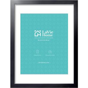 LaVie Home 18x24 Picture Frame Black Poster Frame, Display Pictures 16x20 with Mat or 18x24 Without Mat, Stable and Sturdy Frame and Polished Plexiglass, Horizontal and Vertical Format of The Walls