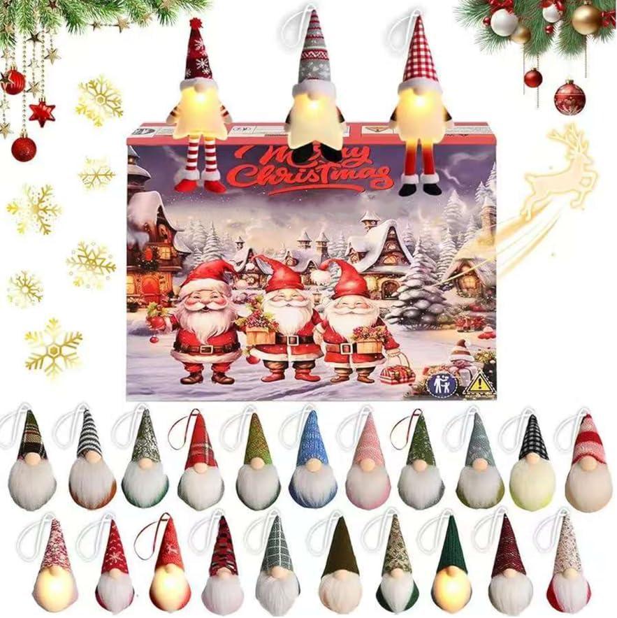 2025 Gnome Christmas Advent Calendar - 24 Days Countdown To Christmas, 24 Dwarf Decoration Blind Box Countdown Calendar, Contains Six Light-Up Dwarf Doll Collectible Toys