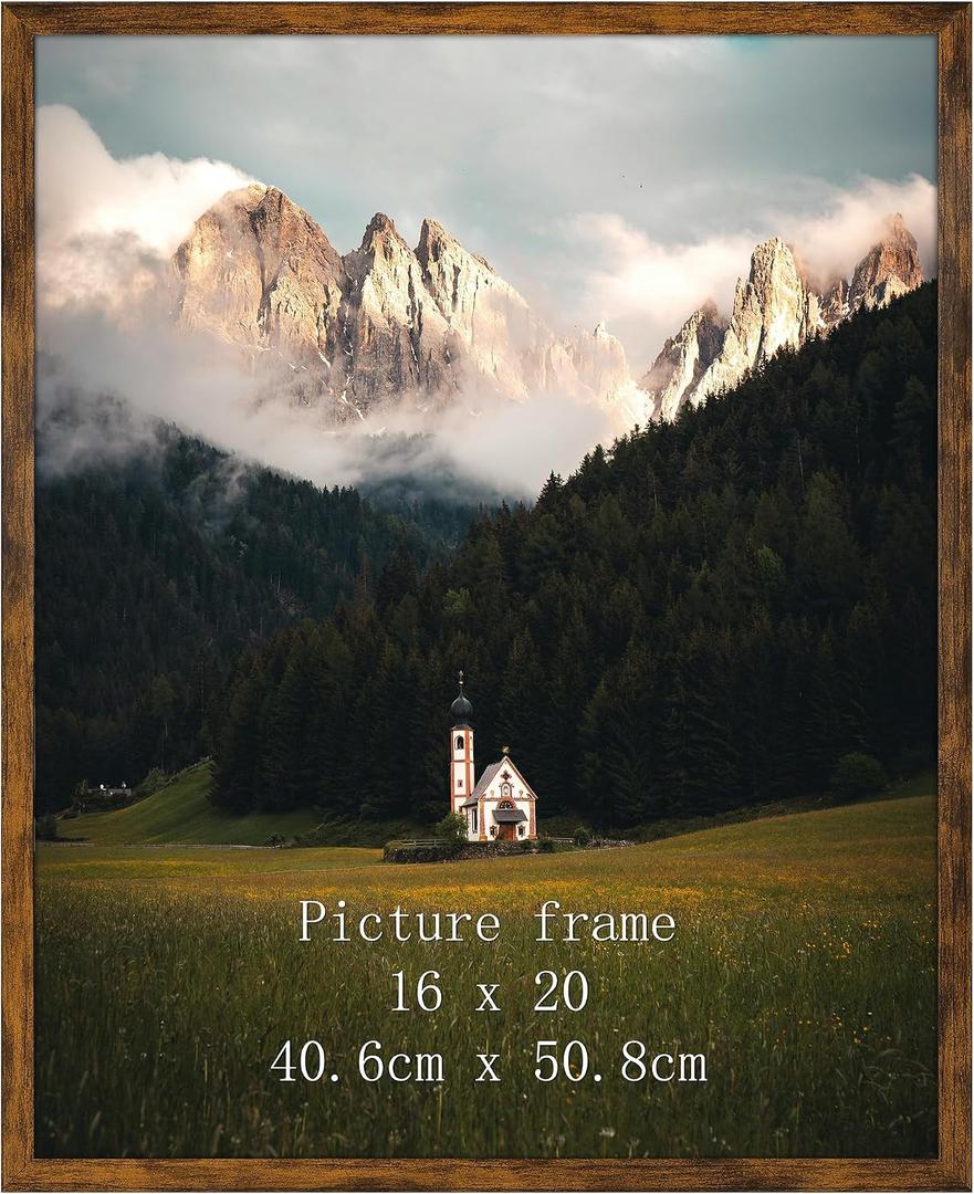 Giftgarden 16x20 Picture Frame Rustic Brown, 16 by 20 Thin Poster Photo Frame for Wall Display, Single