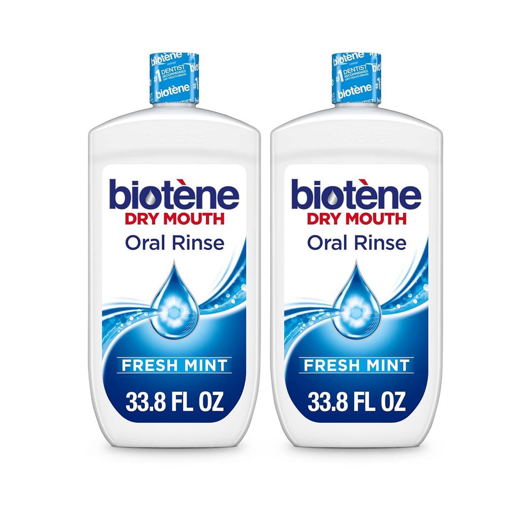 Biotene Oral Rinse Mouthwash for Dry Mouth, Breath Freshener and Dry Mouth Treatment, Fresh Mint - 2x33.8 fl oz