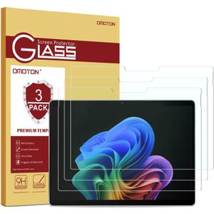 OMOTON 3 Pack Screen Protector for Microsoft Surface Pro 11&Pro 10 (2024)/Pro 9 (2022)/Pro 8 (2021)/Pro X-13 Inch, Tempered Glass/Case Friendly/Surface Pen Compatible