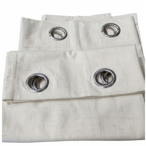 Textured White Beige Curtains 52"W x 54"L 