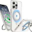 for iPhone 15 Pro Case 6.1-Inch with Magnetic 360 Ring Stand Compatible with MagSafe Crystal Clear Shockproof Protective Phone Cover 6.1" 2023, Clear