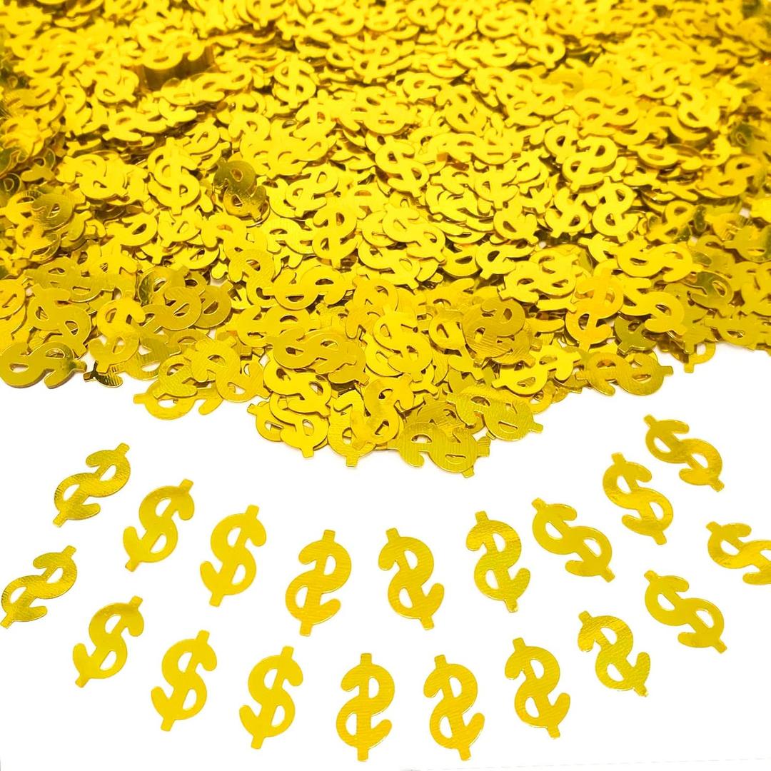 Dollar Confetti Money Confetti American Casino Sequins Table Metallic Foil Confetti for Wedding Birthday Festival Vegas Bachelorette Party Decoration 1.6OZ (Dollor)