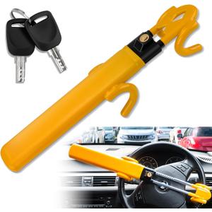 SEALIGHT Steering Wheel Lock Anti-Theft Car Device, Adjustable Steering Wheel Lock for Cars, Double Hooks & Heavy Duty Car Security Lock for Cars Trucks Vans SUV(with 2 Keys)