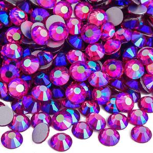 Blinginbox Flat Back Crystal Rhinestones Round Gems for Nail Art and Craft Glue Fix, Fuchsia AB (2.7-2.8mm) SS10/ 1440pcs