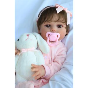 SCOM Realistic Reborn Baby Dolls - 18 Inch Silicone Baby Girl, Real Life Dolls with Full Body Vinyl, Newborn Lifelike Weighted Doll for Ages 3+ Gift
