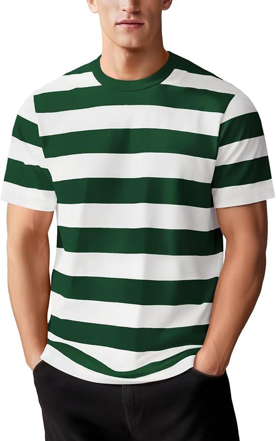 Zengjo Mens Striped Shirt Short Sleeve T-Shirts XXL