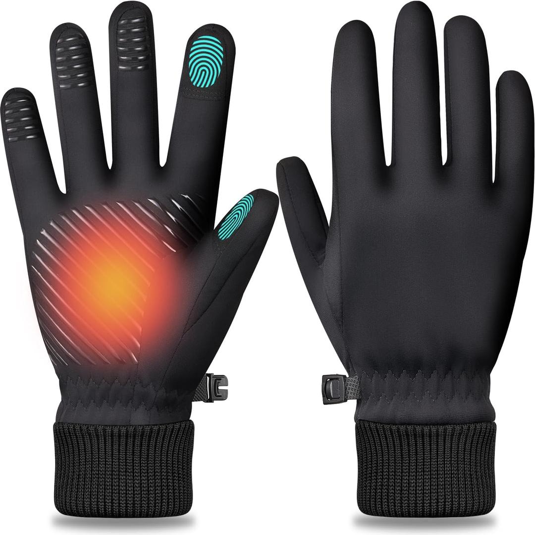 Winter Gloves for Men and Women in Cold Weather - Thermal Gloves with Touchscreen Fingers, Water Resistant Warm Gloves for Running, Bike and Hiking (Large, Black)