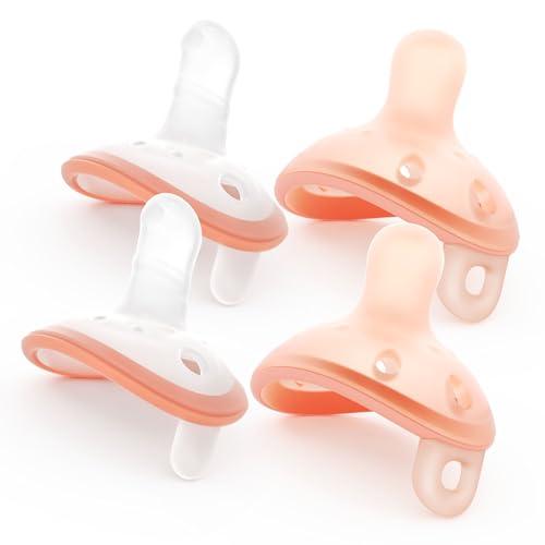 Garkoko Baby Pacifiers 0-6 Months, Lightweight and Breathable, One-Piece Design, BPA-Free Silicone Pacifier for Babies (4pcs)