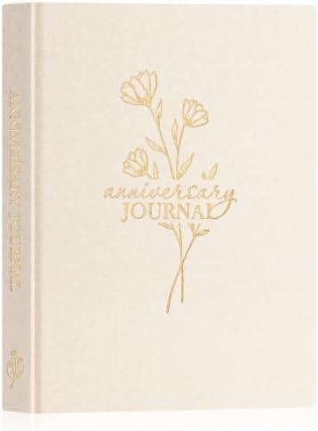 Lanpn Wedding Anniversary Journal Notebook - Linen First Year to 70th Anniversary Scrapbook Memory Book for Couples - Newlywed Marriage Journal Wedding Anniversary Book Gifts (Beige, 190 Pages)