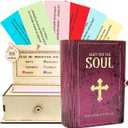 150 Bible Verse Cards, Catholic Prayer Box with Saints Quotes, Read Me When Cards with 3D Wooden Cross and Stand, Bible Verse Jar for Emotions, Christian Gifts for Women Men, Encouragement and Hope, 4.4 x 2.75 x 1.5 cm
