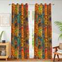 Weesire Boho Blackout Curtains for Bedroom & Living Room, 2 Panels, 100% Blackout, Colorful Bohemian Hippie Pattern, Multicolor Funky Abstract, Classic Modern Rustic, 52x63 Inches