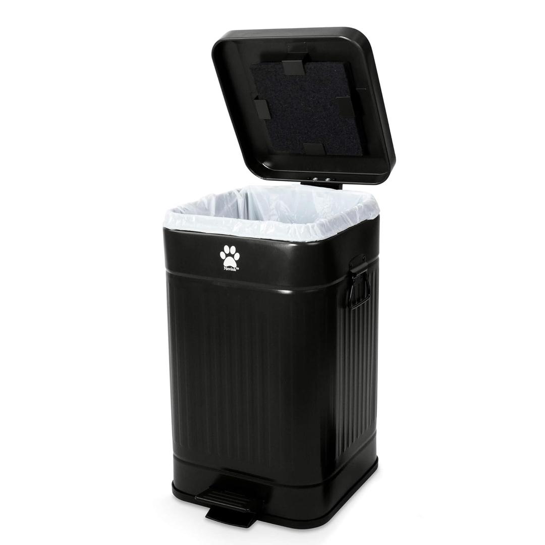 Dog Poop Trash Can Outside - Outdoor Dog Waste Trash Can with Lid - Odor Proof Waste Station Container for Backyard - 12L/3.2Gal, Black, Large 