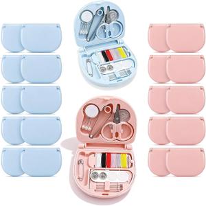 Nyuemystery 60-Pack Mini Travel Sewing Kit, Small Portable Emergency Repair Set with Needles, Threads, Scissors for Beginners, Bulk in Light Blue and Pink
