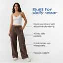 Common Stitch 3 Pack Wide Leg Cargo Fleece Sweatpants for Women 4 Pockets, Relaxed Fit, Elastic Drawstring Waist, Small