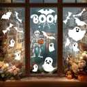 3 x Christmas & Halloween Static Window Clings Set (20x30cm & 35x28cm),8-10 Designs/Pack, Removable Decals for Glass (Halloween Gentleman Macabre, Polyvinyl Chloride, Extra Large)
