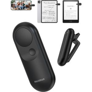 Maxonar Magsnap Remote Page Turner for Kindle Paperwhite/Oasis & Kobo, Never Lose Parts, 100-Hour Battery, RF Connection, 2-in-1 Page Clicker Works with Tablet/iPad, Ideal Gift for Book Lovers (Black)
