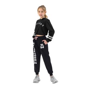 LOLANTA Spring Outfits for Girls 2 Piece Long Sleeve Cropped Hoodie Sweatshirt And Sweatpants Set (Blue, 8-10)