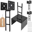 4 Pack U Shape Post Anchor, 6"x 6" Post Base for Concrete, Design Patented Product, 11 Gauge 3 mm Thickness Galvanized Black Pergola Deck Bracket with Screws(Inner Dia 5.5x5.5)