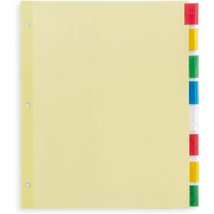 Blue Summit Supplies 8-Tab Binder Dividers, Manila Paper with Insertable Colored Plastic Tabs, Reinforced 3 Ring Dividers with Perforated Paper Tab Inserts, 48 Sets
