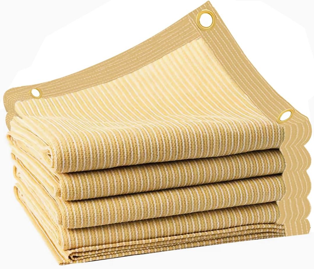 MEANCHEN 90% 10x10ft Sun Shade Cloth for Outdoor Deck Backyard Patio Garden Shade Fabric Privacy Screen Pergola Shade Cover Canopy Beige