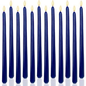 Navy 12 Inch Taper Candles Unscented Smokeless Long Tall Tapered Candle for Candlesticks Sticks Wedding Advent Home Decor Dinner ChristmasSet of 12