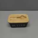 Butter Dish with Lid and Knife Spreader for Countertop and Refrigerator, Keep Butter Fresh, Easy Scoop, Dishwasher Safe, Butter Keeper Tray for West/ East Coast Butter (Black)