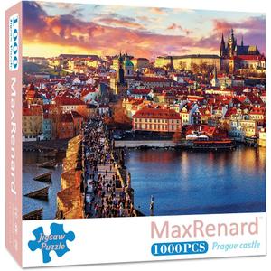 MaxRenard Game 1000 Pieces Jigsaw Puzzle Prague Castle Landscape Toy