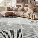 YIHOUSE 8x10 Black and White Rugs for Living Room, Large Diamond Area Rug, Modern Non-Slip Washable Rug for Bedroom, Office, Dining Room