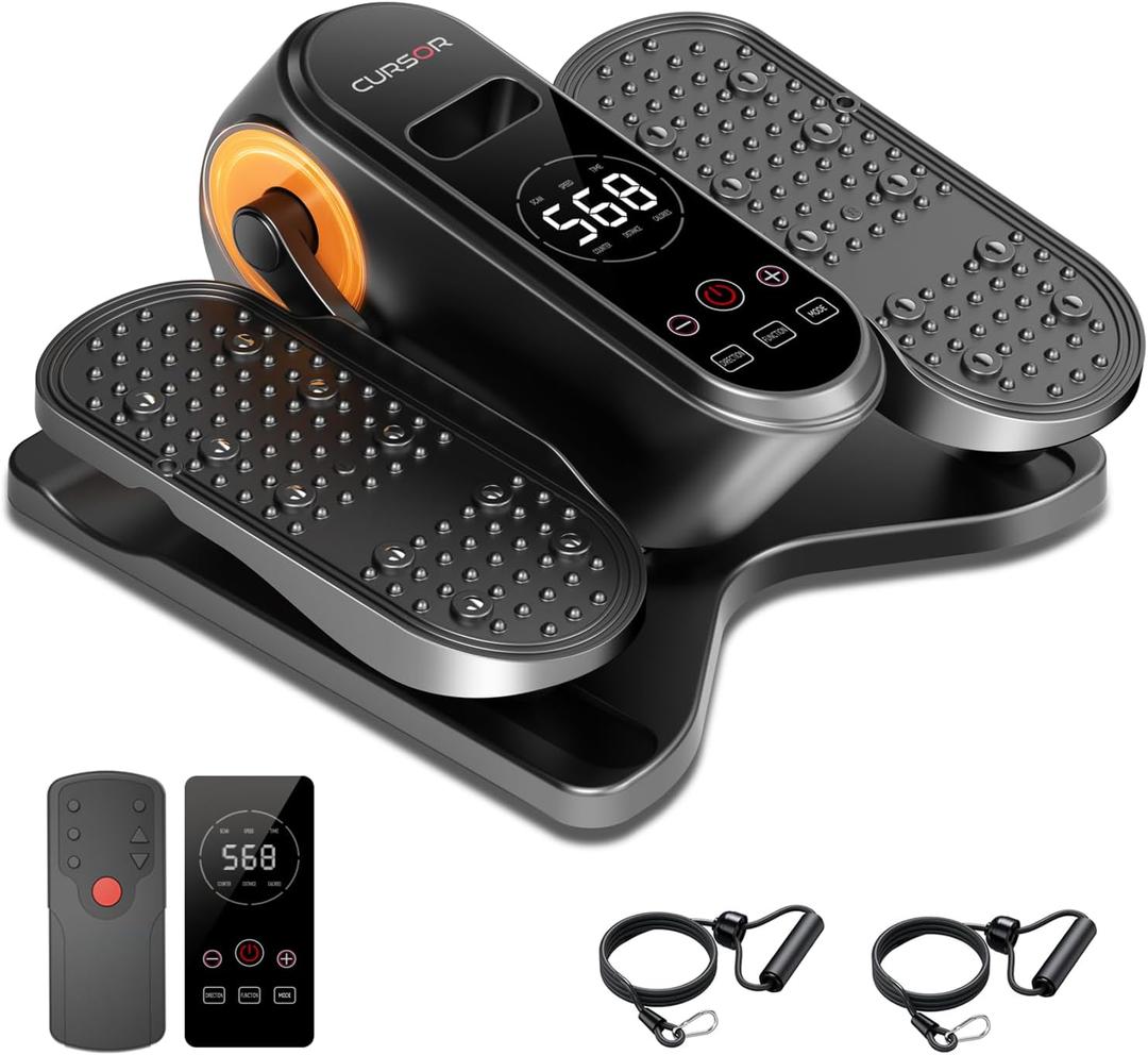 Under Desk Elliptical Machine, Electric Seated Pedal Exerciser, Min Leg Exerciser with Remoter, 12 Level Speeds, Forward & Reverse Direction, Manual & Auto Mode for Home Office