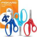 Fiskars 5" Blunt-Tip Kids Scissors for Kids Ages 4-7, Scissors for School or Crafting, Back to School Supplies,3 Pack
