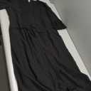 Solid Color Relaxed Dresses 2025 Women's Casual 3/4 Sleeve Crew Neck Flowy Swing A Line Dresses with Pockets, Small, Black