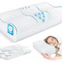 Cervical Neck Pillow for Pain Relief- Queen Size Adjustable Cooling Pillow for Sleeping, Memory Foam Pillows for Neck Shoulder, Ergonomic Contour Bed Pillow for Side, Stomach & Back Sleepers