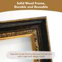 Vintage 16x20 Frame for Canvas Oil Paintings, Black Gold Heavy Wood Frames for Memorial Portraits, Ornate Open Back Wall Frame for Artists Designers Show, No Cover & Back
