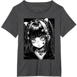 Anime Girl Soft Grunge Waifu Kawaii Gothic Girl T-Shirt (6XL, Dark Heather Gray)