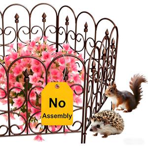 AMAGABELI 5 Panels 32in(H)10ft(L) Decorative Garden Fences and Borders for Dogs No Dig Rustproof Metal Fence Panels Garden Edging Border Animal Barrier Fencing for Flower Beds Yard Patio Decor Brown