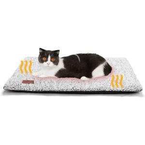 Self Warming Cat Bed Self Heating Cat Dog Mat 24 x 18 inch Extra Warm Thermal Pet Pad for Indoor Outdoor Pets with Removable Cover Non-Slip Bottom Washable Non Electric (Light Gray)