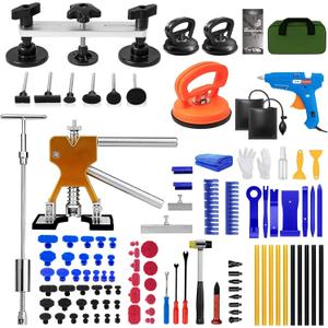 97Pcs Dent Puller Kit,Car Dent Puller,Dent Removal Kit,Paintless Dent Removal Kit,Car Dent Repair Kit,Dent Removal Kit,Paintless Dent Removal Kit With T-Bar, Bridge Puller, Lifter, Dent Puller (Blue)